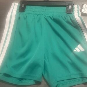 Adidas Green Shorts with White Stripes
